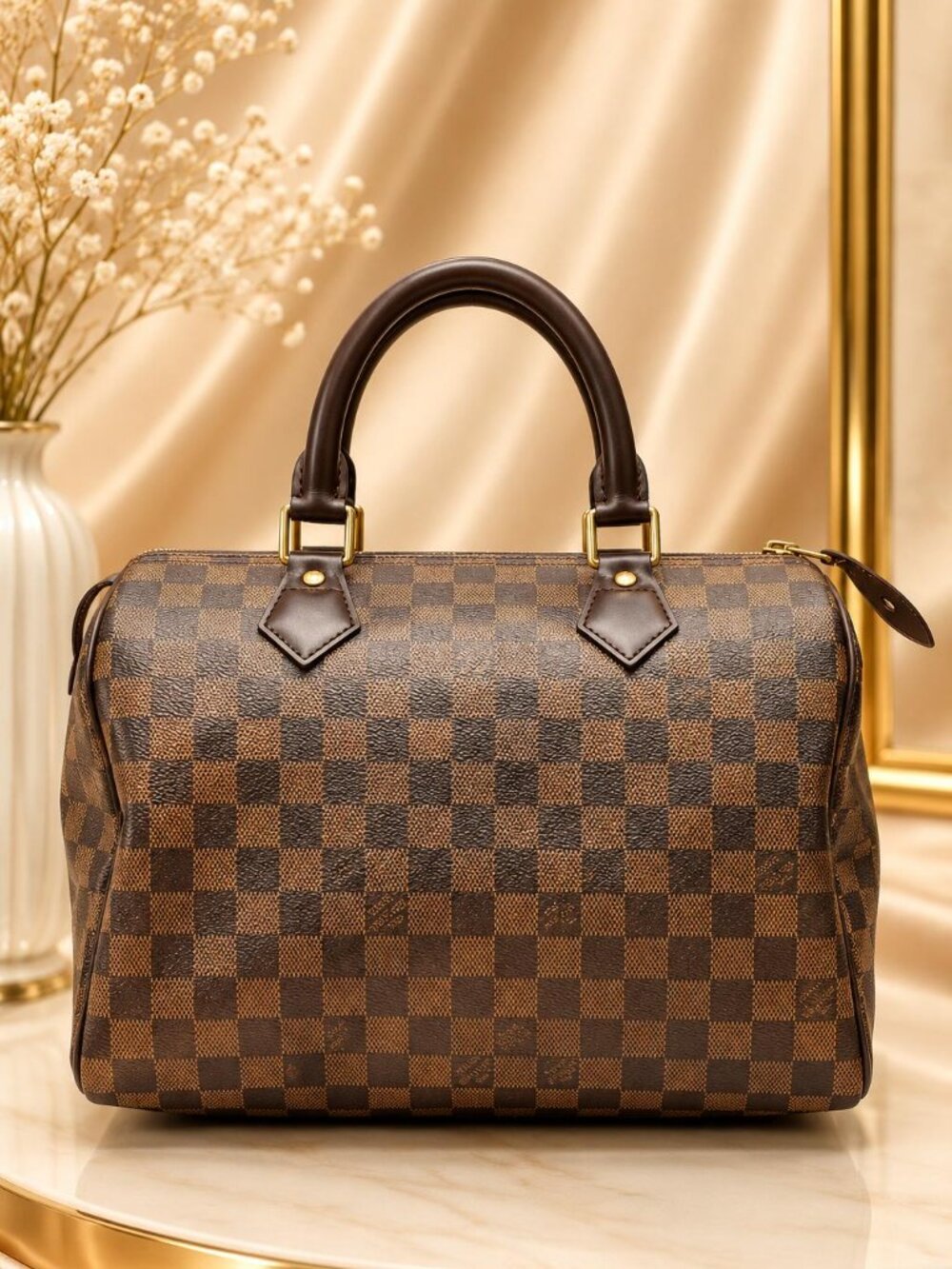 Authentic Louis Vuitton Speedy 35 Damier Ebene Handbag